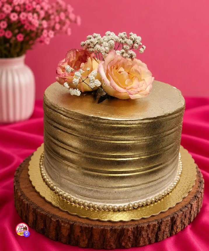 Bolo com rosas naturais